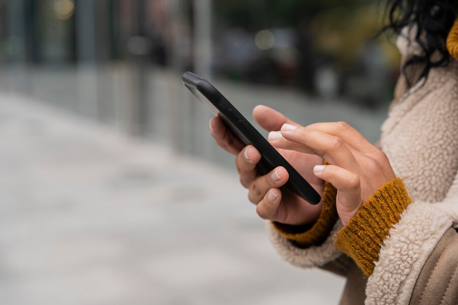 Female using a phone